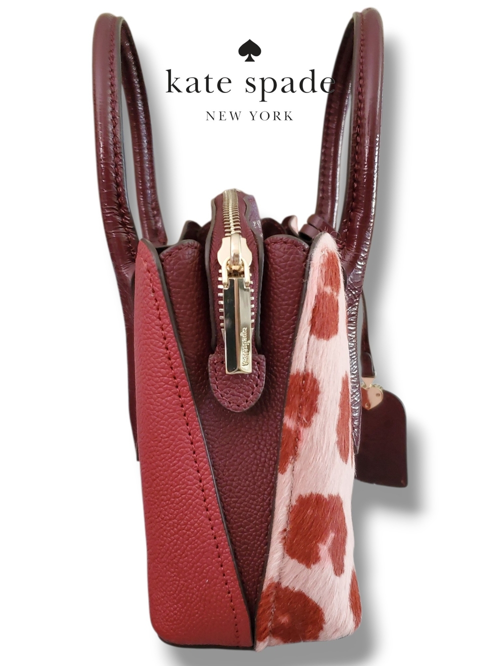 kate spade New York Margaux Pink and Burgundy Leopard Haircalf Mini Satchel - Picture 7 of 17